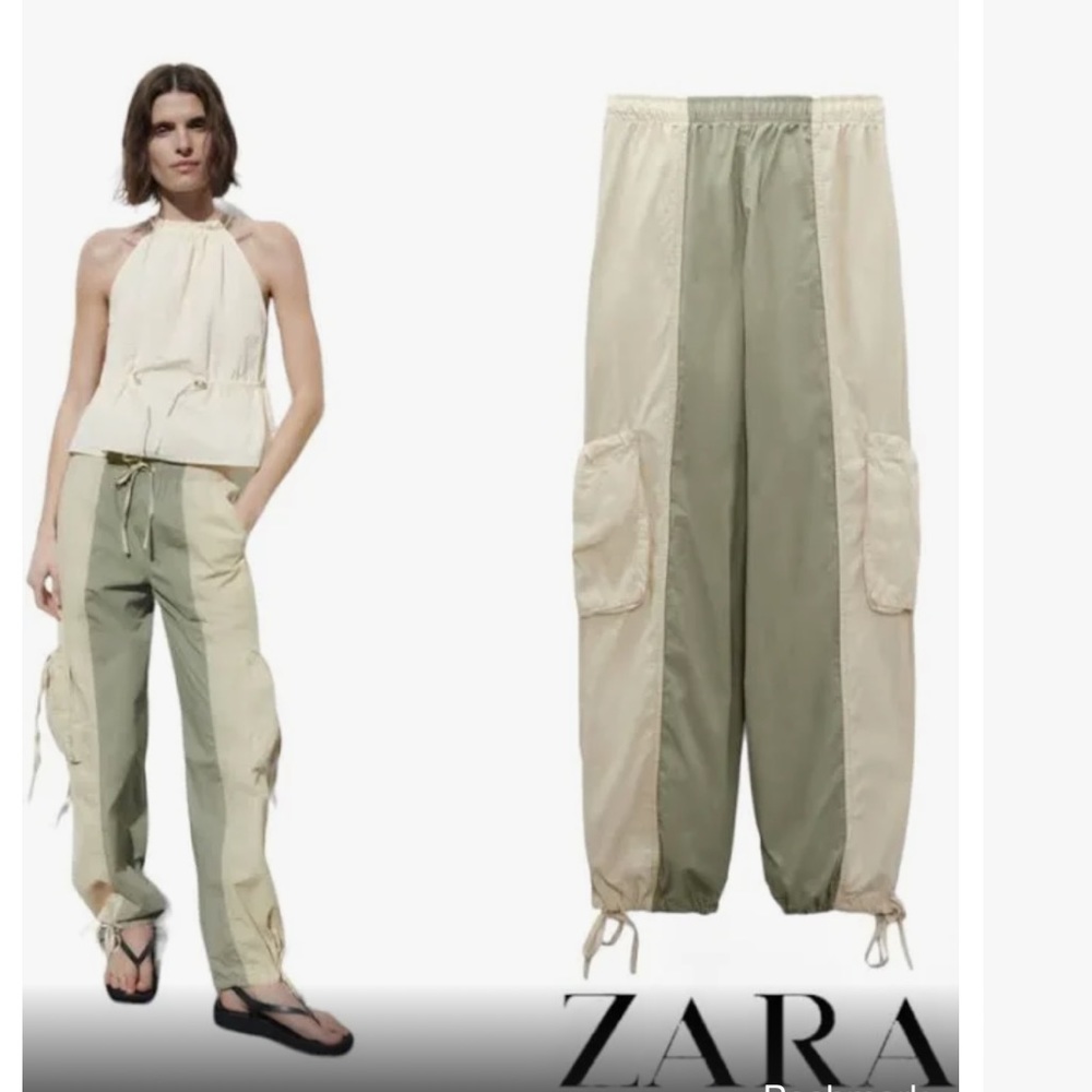 Zara Color Block Parachute Pants